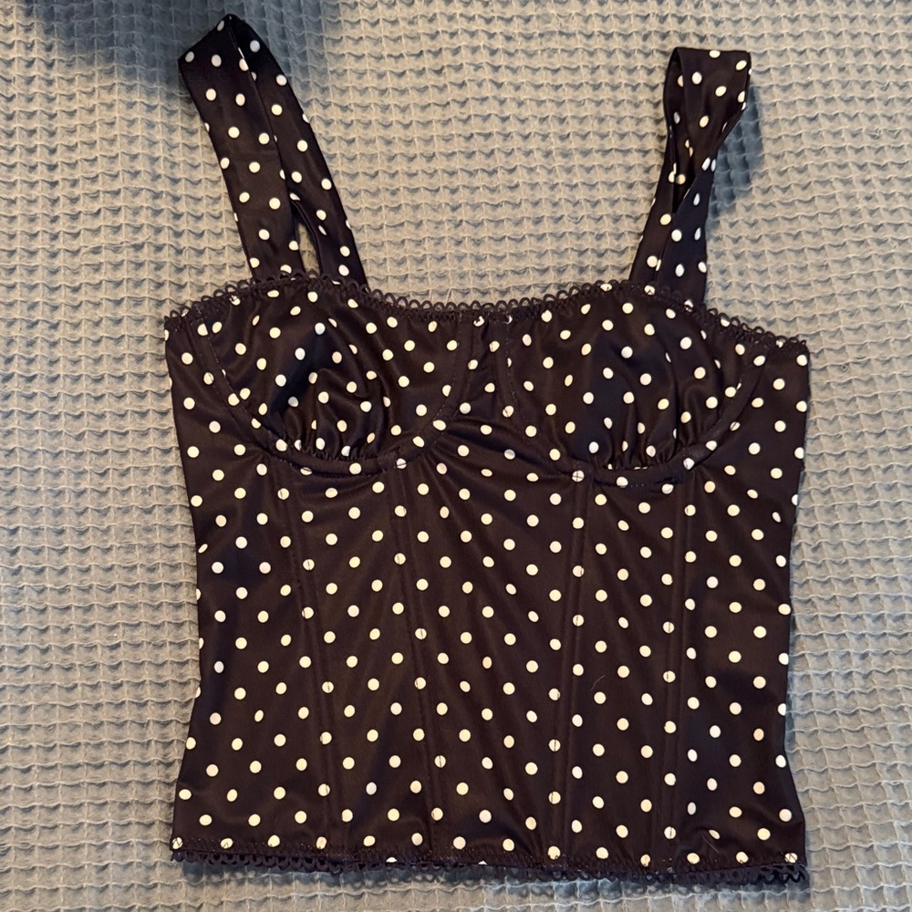 SHEIN navy and White Polka Dot Camisole